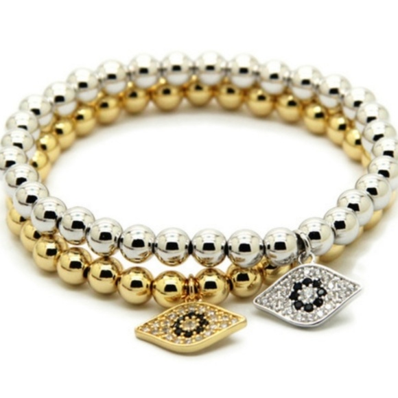 Zircon Evil Eye Charm beaded bracelet - Picture 2 of 2